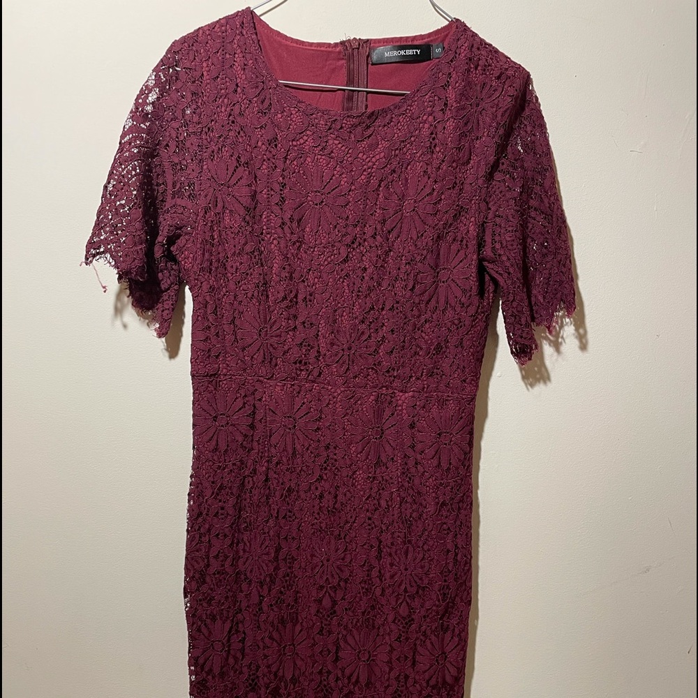 Merokeety maroon lace dress size small